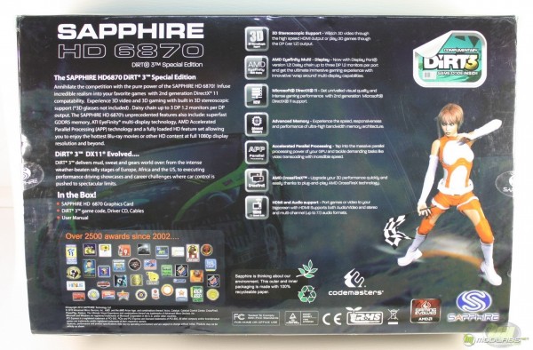 Sapphire Radeon HD 6870 Dirt3 Edition box back