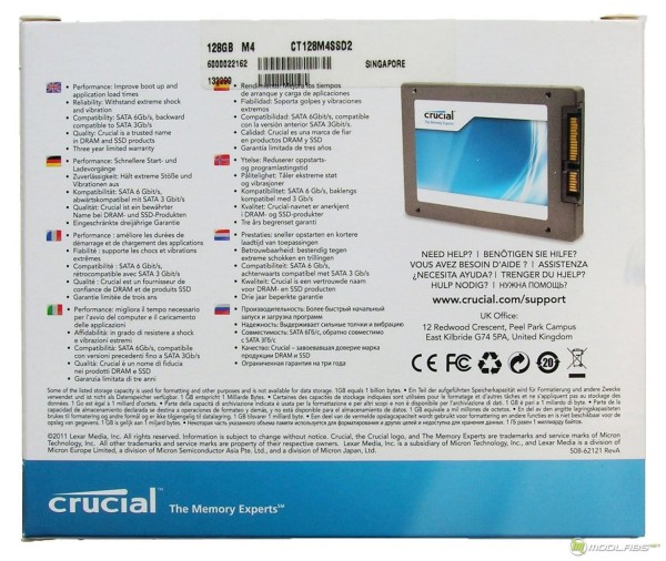 Crucial m4 128Gb - box - back