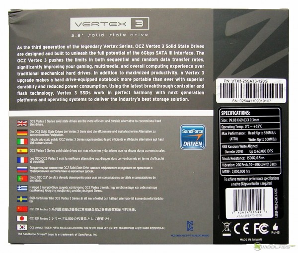 OCZ Vertex3 SSD - box - back