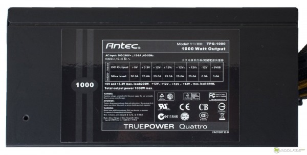 Antec TPQ-1000 - specs sticker