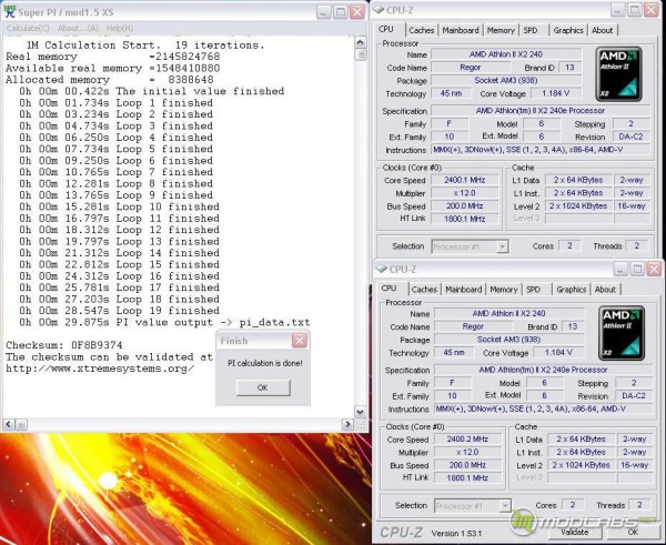 Athlon x2 240e@ 2400MHz Super PI 1m