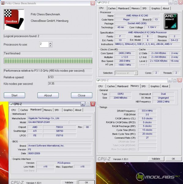 Athlon x2 240e@ 2400MHz Fritz Chess 