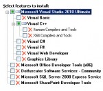 Выбор пакетов в установщике Visual Studio