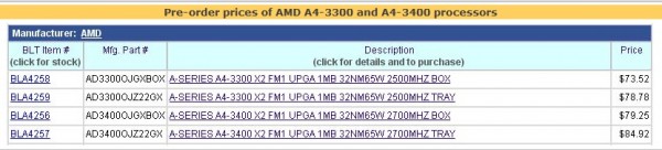 APU AMD A4-3300 и A4-3400