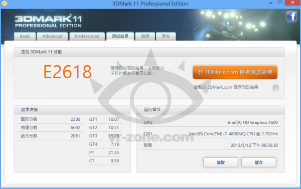 Intel Core i7-4800MQ 3DMark 11