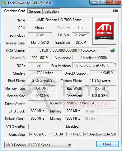 Radeon HD 7850768 SP